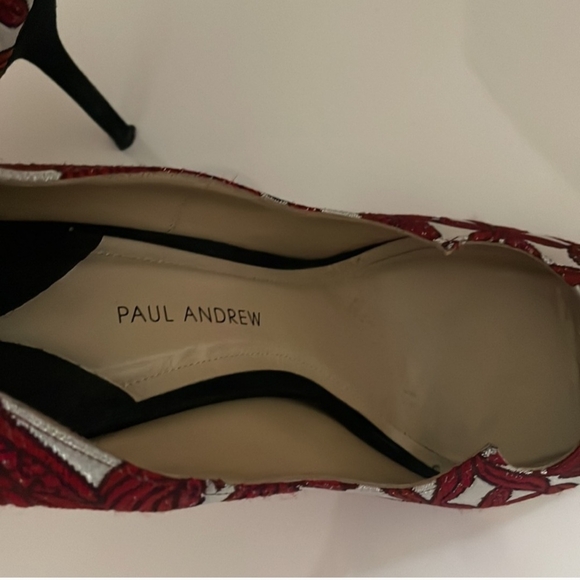 Paul Andrew Red and White Floral Women's Heels - Picture 5 of 5
